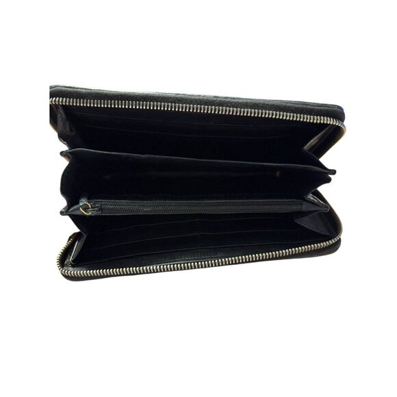 Gucci Black Braided Leather Continental Wallet w Gucci Charm Zipper - Rare - Picture 8 of 9